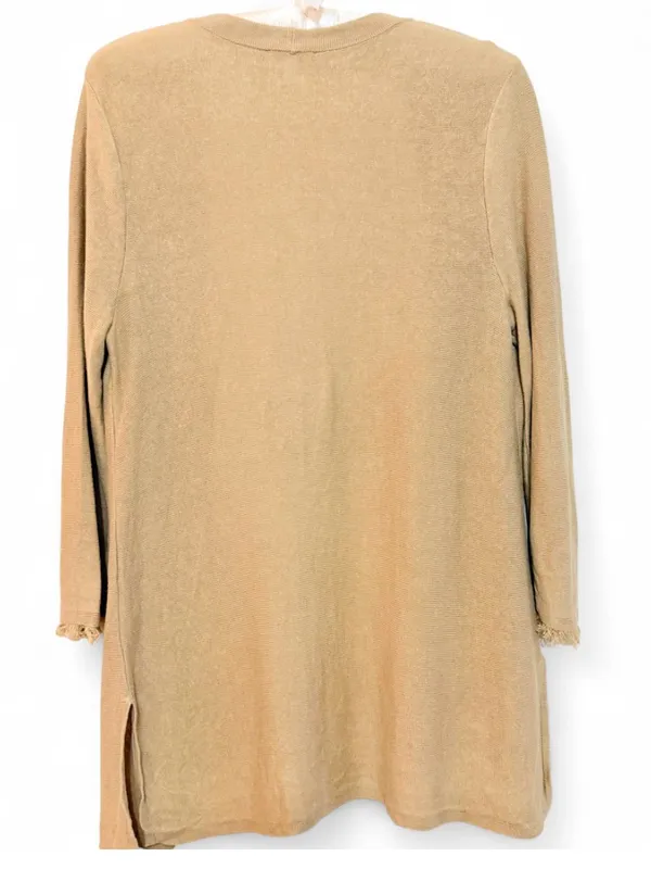 J.Jill Women’s Linen Blend Open Front Cardigan with Fringe Cuffs Size Medium - Image 14