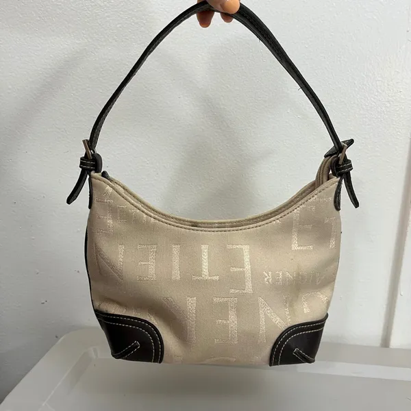 Etienne Aigner True Y2K Small Baguette Crescent Shoulder Bag Canvas Leather Logo - Image 2