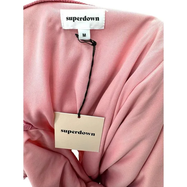 New Superdown Missie Wrap Front Mini Dress Medium Pink Metallic Party Barbiecore - Image 10