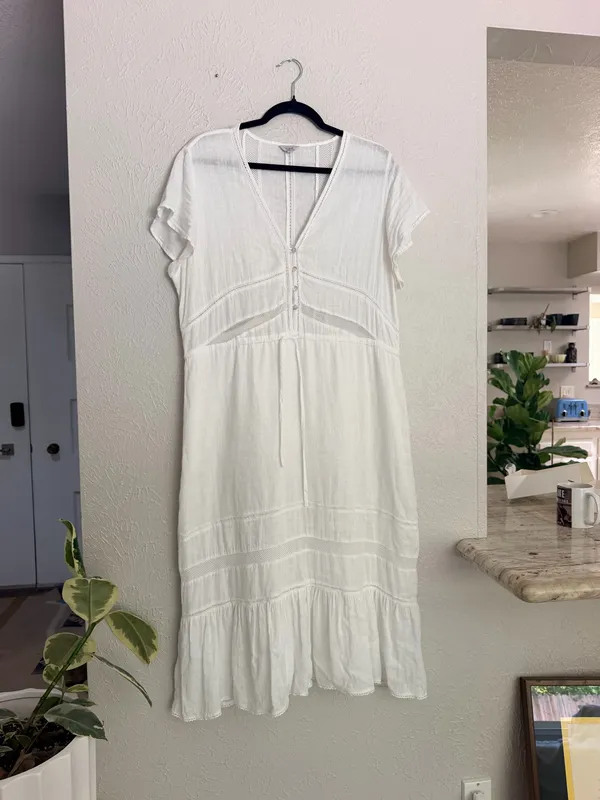 Rails white flowy tiered short sleeve cotton midi dress L. - Image 6