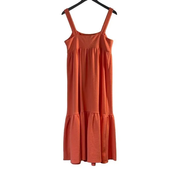 Scoop Women's Tiered Dress Midi Sleeveless Drop Waist Orange/Coral Size Large 12 - Image 2