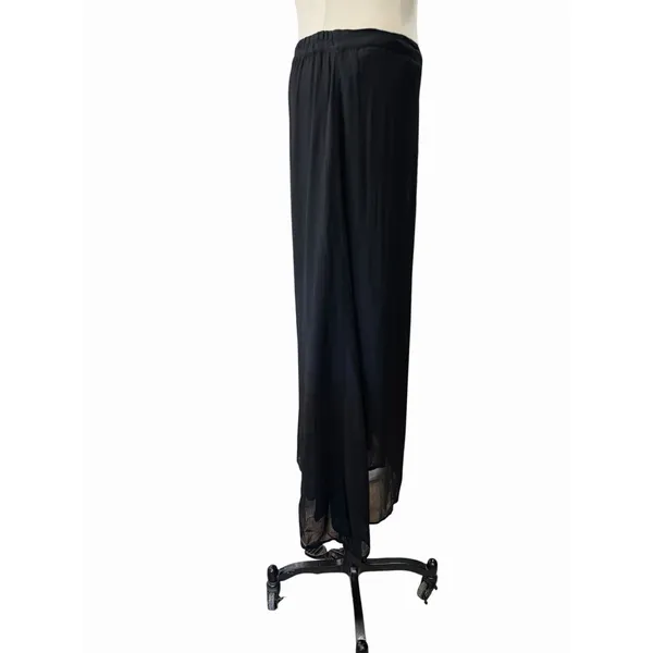 Vintage Black Chiffon Maxi Skirt Sheer Overlay Lined Formal Evening Womens M L - Image 3