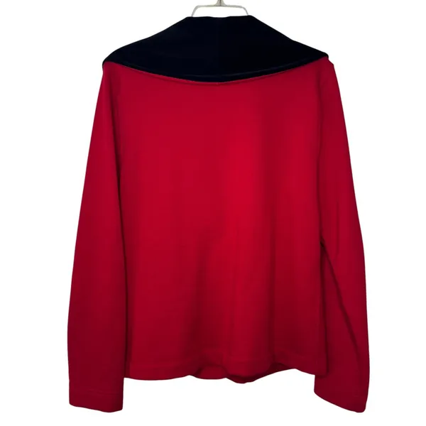 Lauren Ralph Lauren Red Toggle Jacket‎ Womens Large Black Velvet Shawl Collar - Image 2