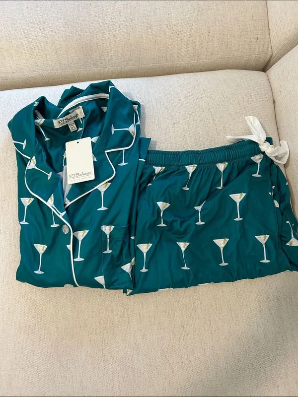 P.J. Salvage Women's Cloud Jersey 2-Piece Pj Set, Emerald, X-Large, Green. NWT - Image 4