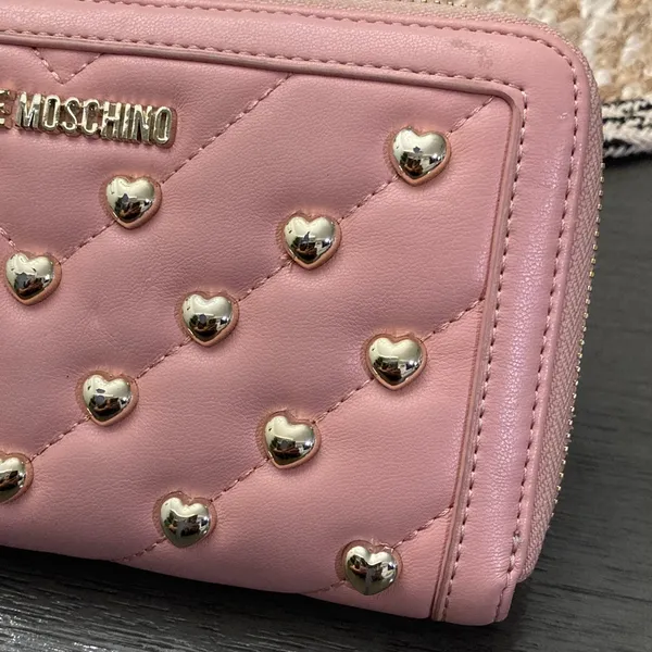 Love‎ Moschino Pink Quilted Heart Zip Around Wallet - Image 4