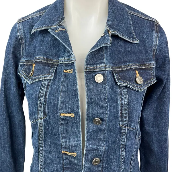 Gap Women's Blue Denim Button Down Long Sleeve Collar Jean Coat Jacket Size XS - Image 3