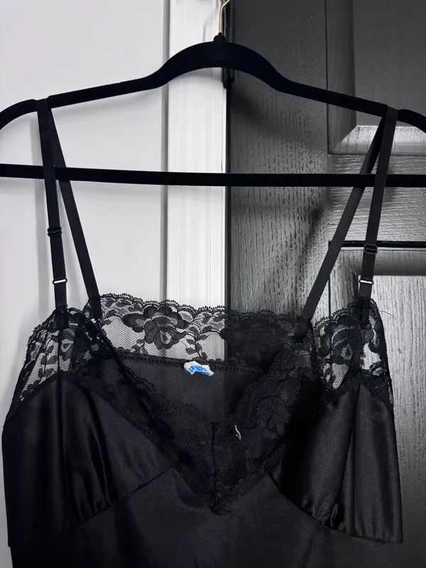 Black Satin Dress Size M - Image 5