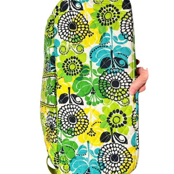 Vera Bradley lime up Quilted Cotton Duffel Bag Green Floral Weekend Travel - Image 3