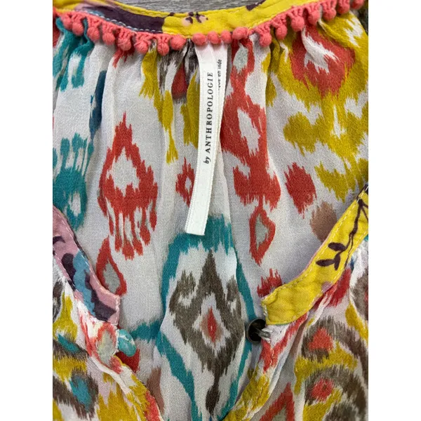 Anthropologie Maureen Boho Floral Tunic Top Womens Medium Peasant Blouse - Image 3
