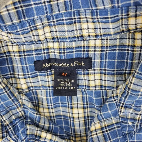 Abercrombie fitch Womens Blue and yellow plaid button‎ up shirt size M - Image 2