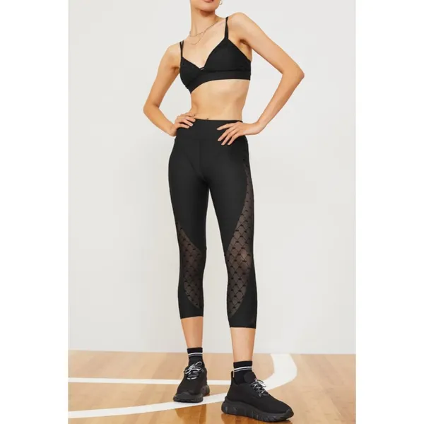 Alo Airlift Mesh High-Waist Celeste Capri Black Sheer Cut-Outs Cutouts Hi-Rise - Image 7
