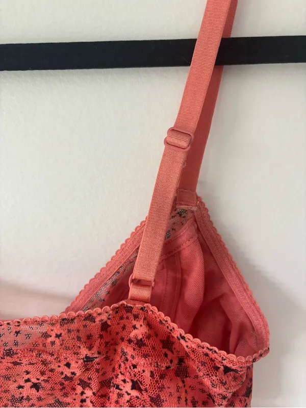 Free People Intimately Red Bralette Mesh Lace Dainty Stars Festival Concert - Image 5