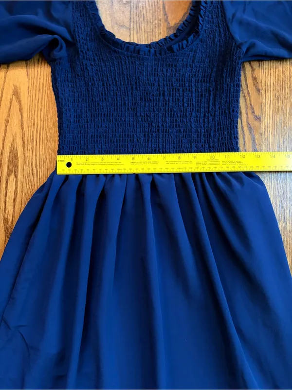 Hill House Home The Louisa Nap Dress S Navy Cottagecore Smocked Puff Sleeve NWT - Image 11