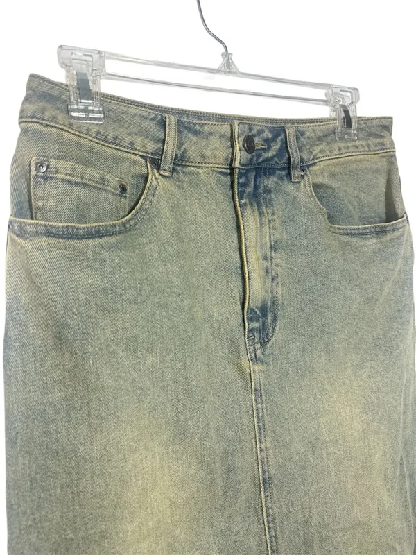 AFRM Amiri Long Denim Maxi Skirt in Mellow Tint Wash - Image 3