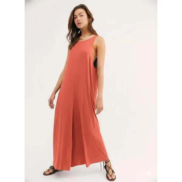 NWT Free People FP Beach Easy Livin One Piece in Coral Wide Leg Jumpsuit XS - Image 6