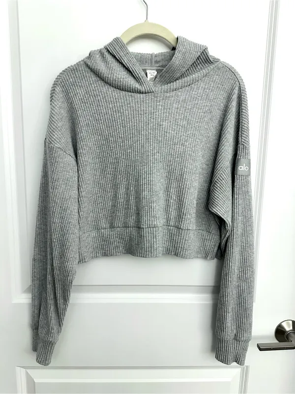 ALO Yoga Women Grey Muse Hoodie Size XS - Image 6