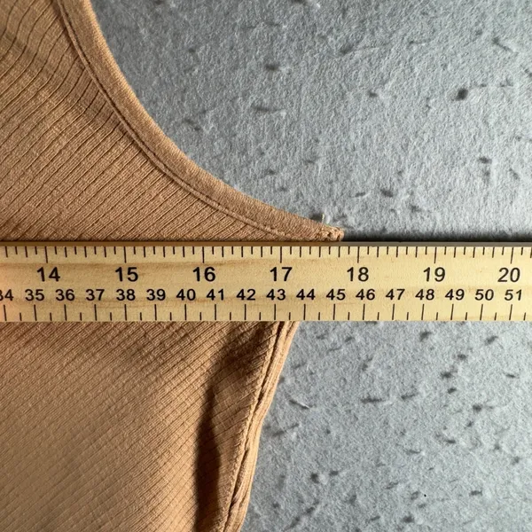 205 | Aerie Ribbed Corset Seam Crop Tank Top Tan Women XL Boho Summer Y2K - Image 3