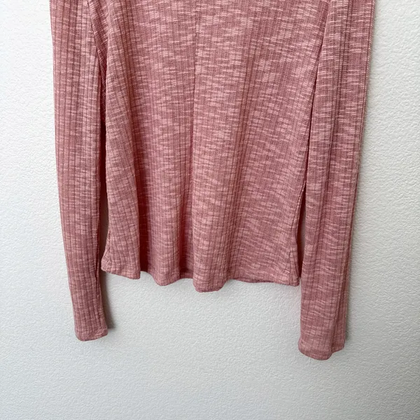 [Free People] Blush Pink Ribbed Knit Aura Layering Long Sleeve Top Crew Neck XL - Image 6