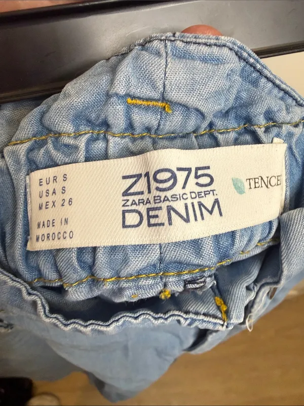 Zara Tencel 21975 High-Waist Wide Leg Light Blue Denim Culottes Sz S - Image 6
