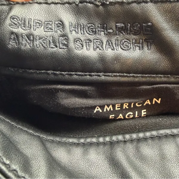 American Eagle Super High Rise Ankle Straight Jeans 12 Black Vegan Leather - Image 9