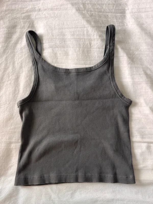 Grey Brandy Melville Tank Top Ribbed - Image 3