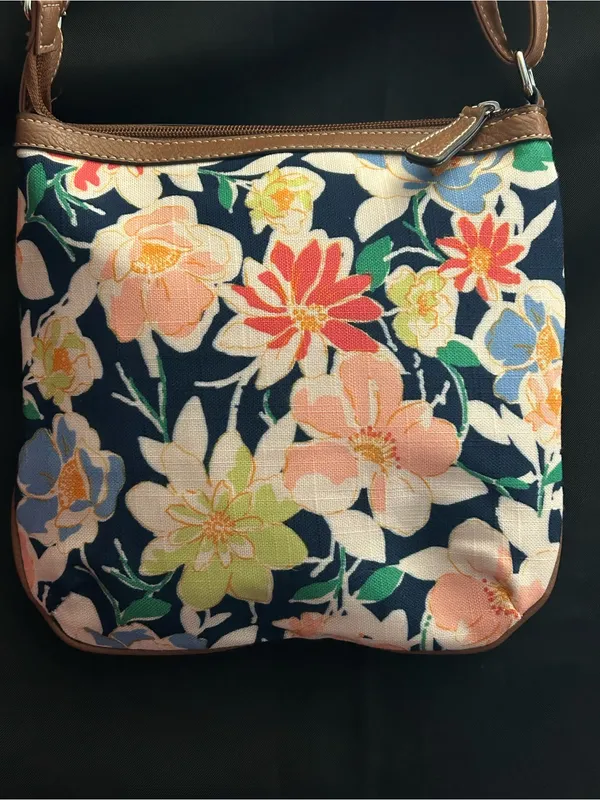 Croft & Barrow Brown Trim Floral Crossbody Shoulder Bag - Image 7