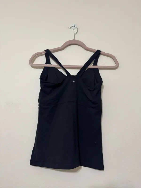 Prana Black Ruched V-Neck Crossback Tank - Image 3