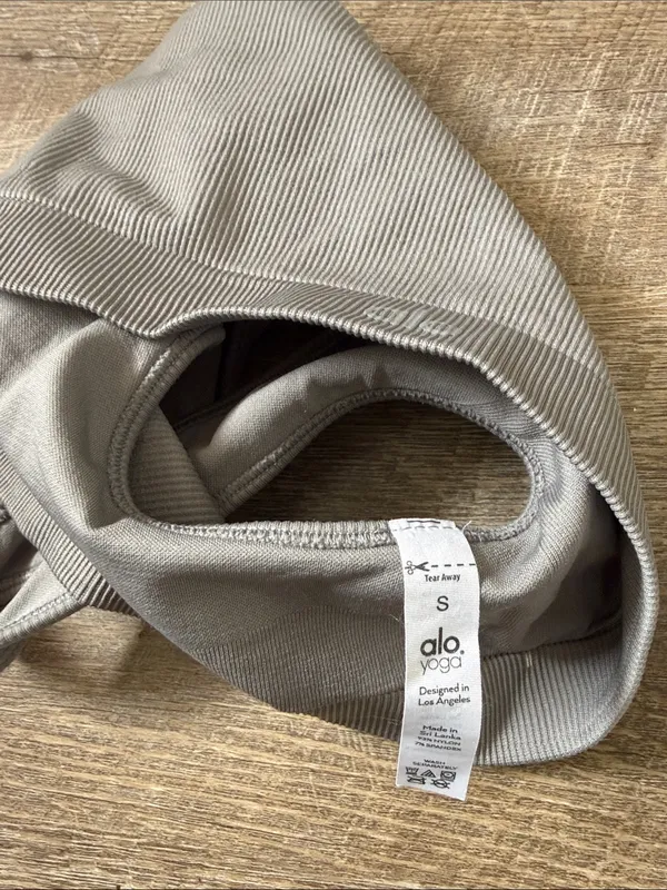 ALO Yoga Ribbed Racerback Sports Bra In Gray Size Small - Image 3