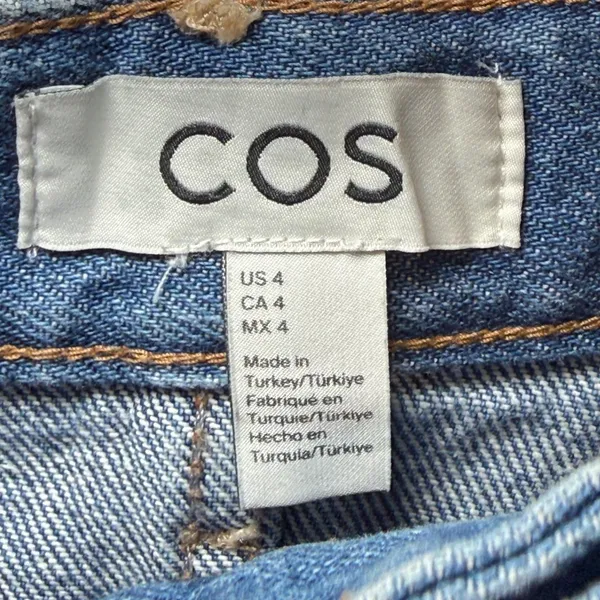COS Denim A-Line Mini Skirt‎ Womens Size 4 Medium Blue Cotton Button Fly Casual - Image 2