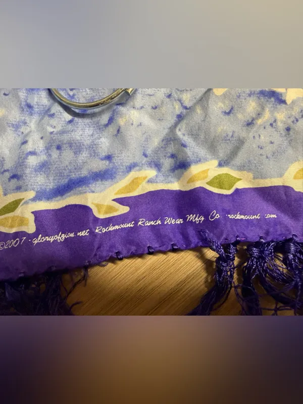 Vibrant Christian Scripture Floral Ombre Hand Rolled Silk Scarf with Fringe - Image 15