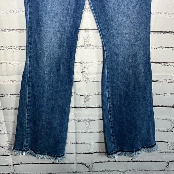 Blue Flare Wide Leg Jeans High-Rise Waist Hippie Y2K Baggy Style SZ 29 Retro - Image 4