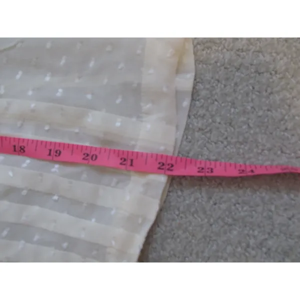 Madewell‎ Silk Blouse S Cream Swiss Dot Pleated Snap Button Back 06675 FA13 - Image 5