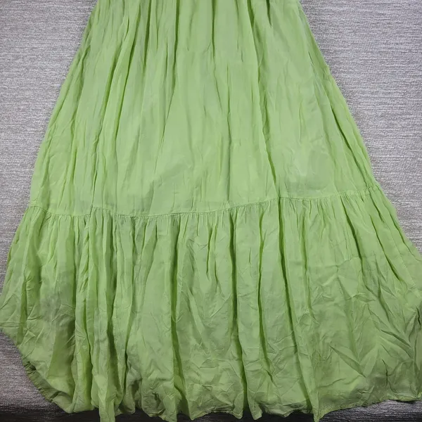 Scotch & Soda Tiered Maxi Dress Womens M Green Deep V Neck Cross Back - Image 11