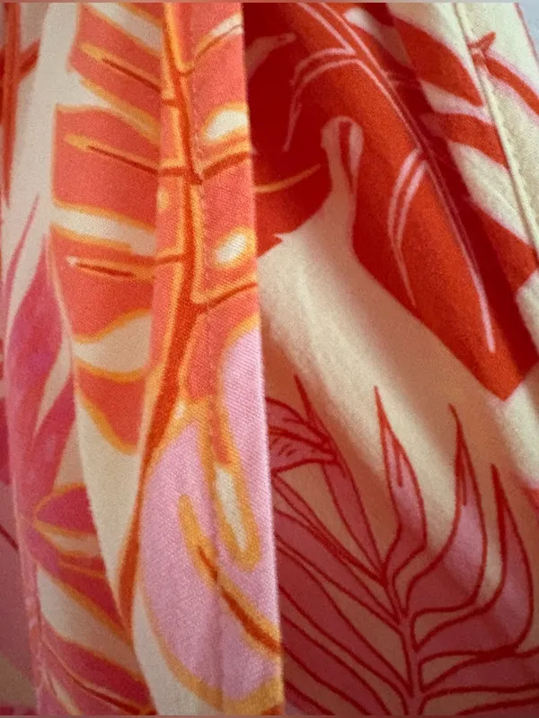 Haute Hippie Women’s Pants Medium Pink Orange Rayon Tropical Wide Leg - Image 4