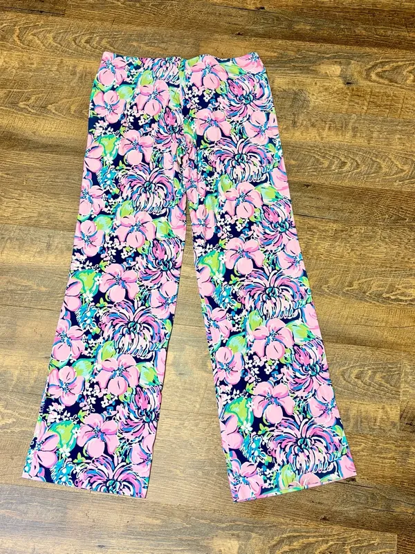 Lilly Pulitzer Georgia May Palazzo Wide Leg Pull On Pant High Tide Size Medium - Image 6