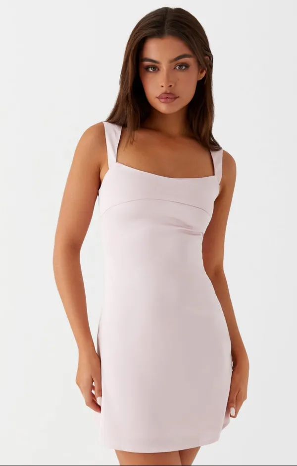 Odette Satin Peppermayo Mini Dress - Image 2