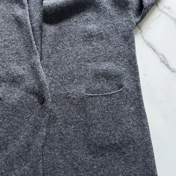 Uniqlo 100% Wool Knit Oversized Long Cardigan Charcoal Gray Sz Small Cabin Core - Image 10