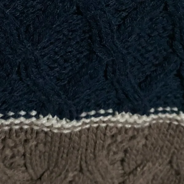 Romeo & Juliet Couture Navy, Cream & Brown Fringe Cable Knit Sweater - Image 7