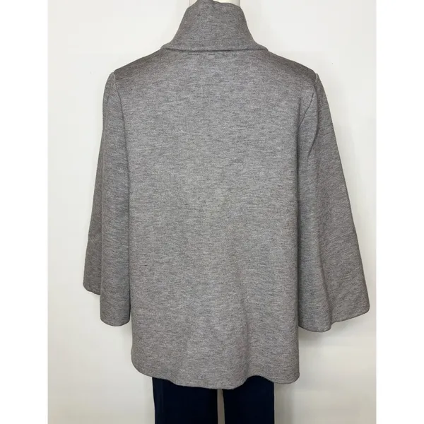 Moth Anthropologie Grey Chartreuse Open Front Knit Jacket Cardigan Medium - Image 5