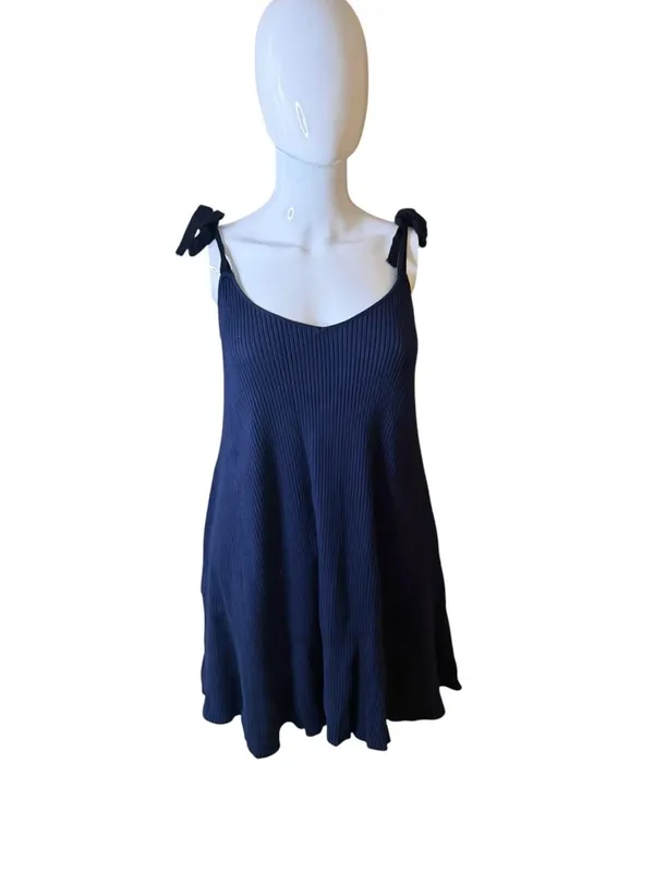 Zara Ribbed Tie-Shoulder Swing Mini Dress - Image 2
