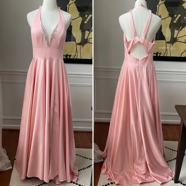 Glow Pink Princess Prom Drew Formal Gown Rhinestone 10 - Image 2