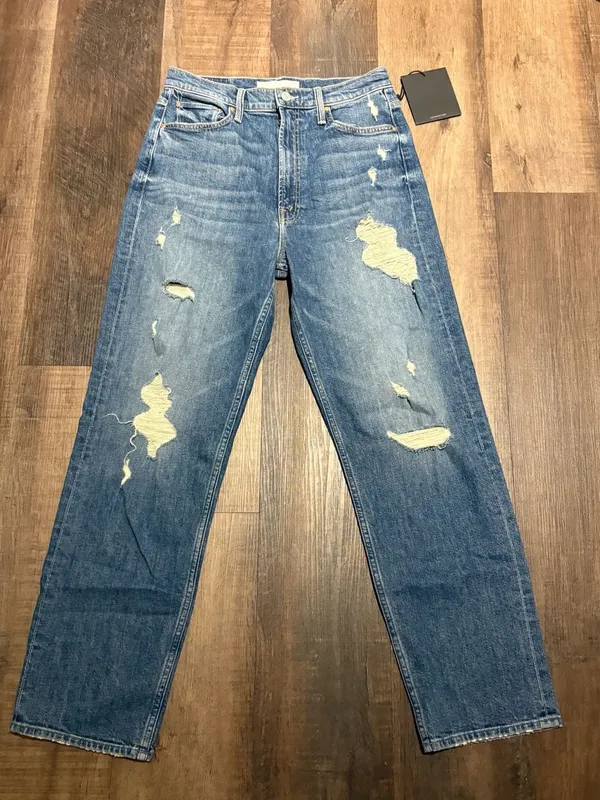 MOTHER The Study Hover High-Waisted Straight Jeans Peaches And Screams - Image 2