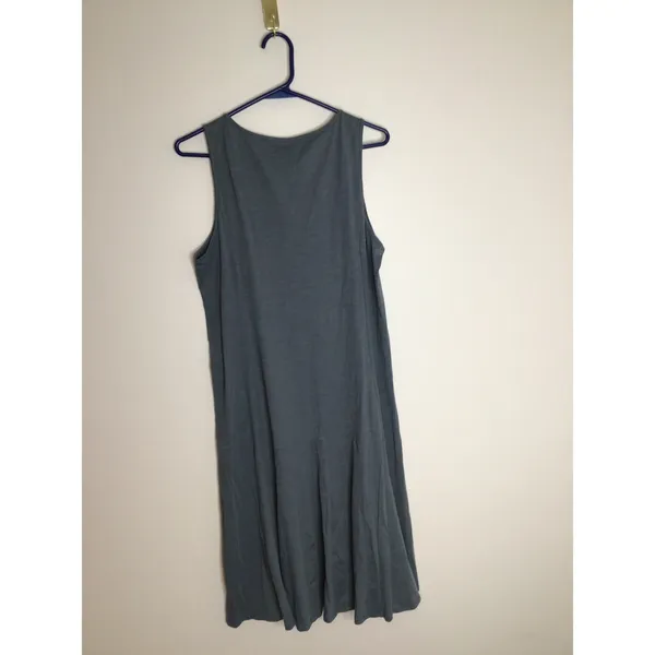 Garnet Hill Knit Dress Womens Medium Blue Excellent Organic Pima Cotton Midi - Image 4