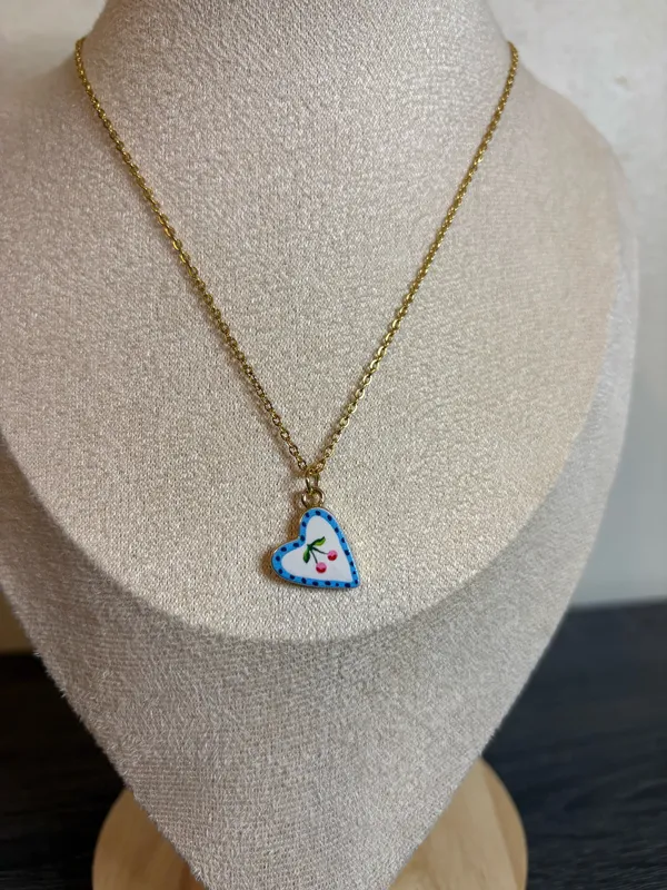 Handmade Gold Heart/Cherry Necklace | Waterproof & Tarnish Resistant - Image 5