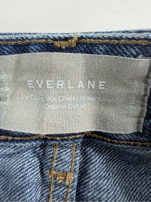 Everlane Curvy 90s Cheeky Straight Leg Jeans Organic‎ Cotton Blue Denim Size 27 - Image 3