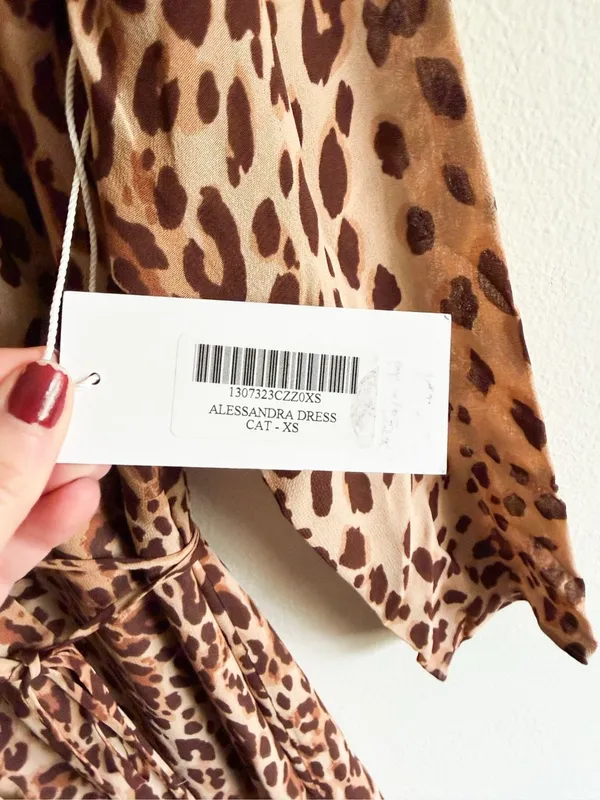 New Reformation Alessandra Leopard Print Wrap Dress Size XS - Image 7