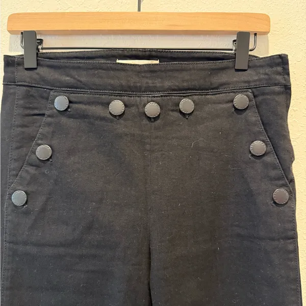 MAJE Button Waist Sailor Jeans in Black size 40‎ Flare - Image 3
