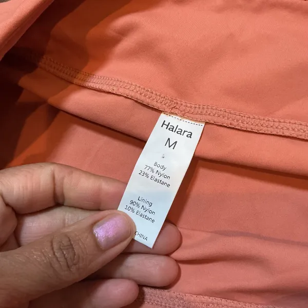 Halara Activewear Biker Shorts Coral Orange High Waisted Pockets Size M Workout - Image 3