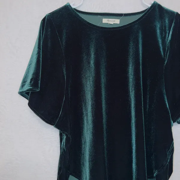 K4376 Emerald Green Velvet Butterfly Top size medium - Image 4