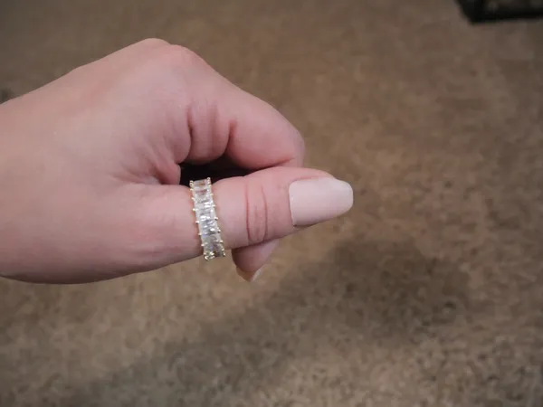 14k White Gold/Silver Baguette Ring Gold Size 7.5 - Image 3